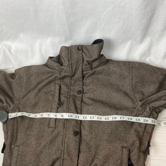 Billabong Outerwear Jacket Womens L Brown Herringbone Bomber Ski Lined No Hood - Picture 14 of 16